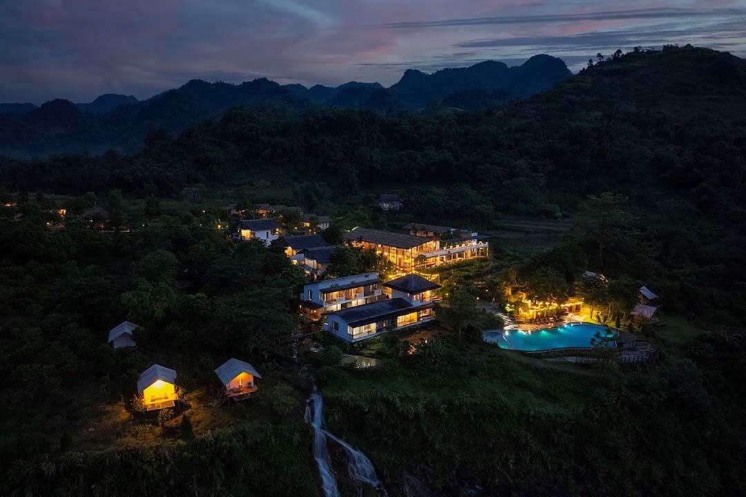 Overview from above of Ba Khan Village Resort