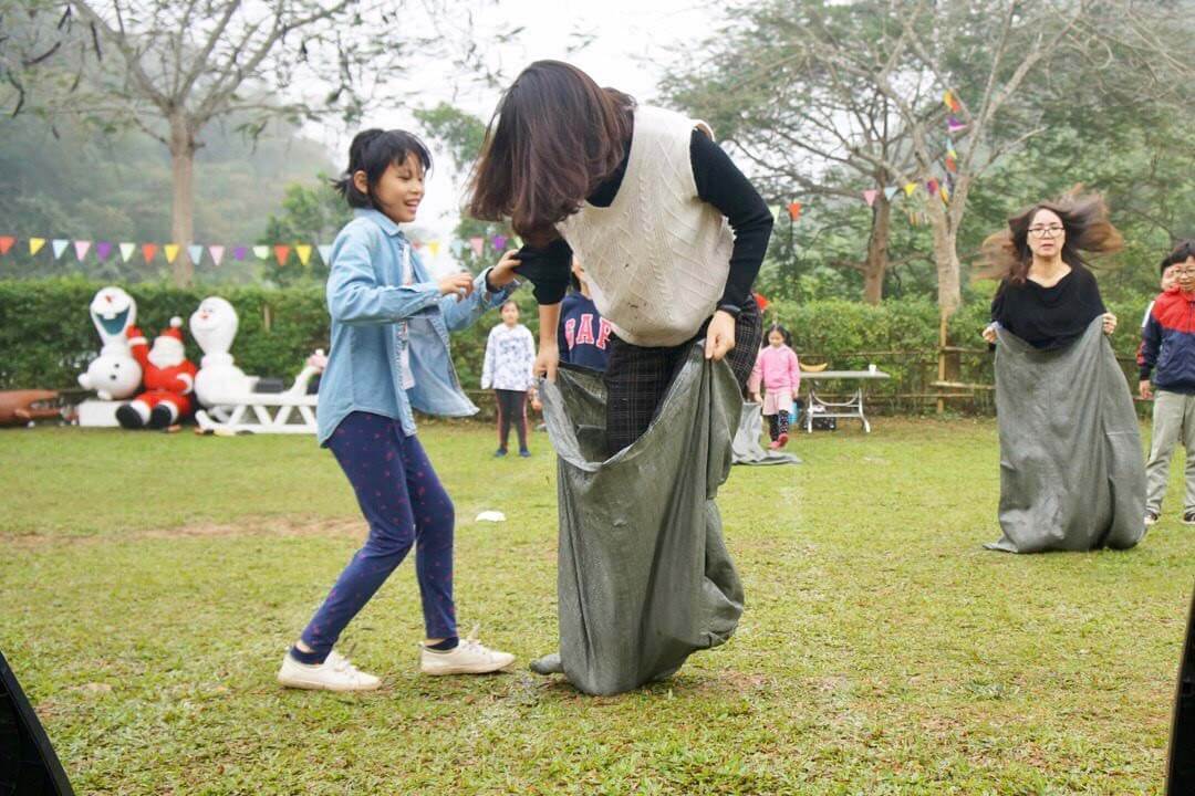 Sack Racing game at camping